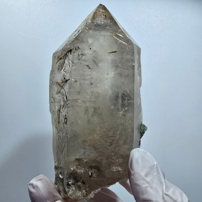 Skelett Rauchquarz mit Fluorit, Schörl Turmalin, Hyalit Opal Erongo, Namibia 106*55*43mm #12822