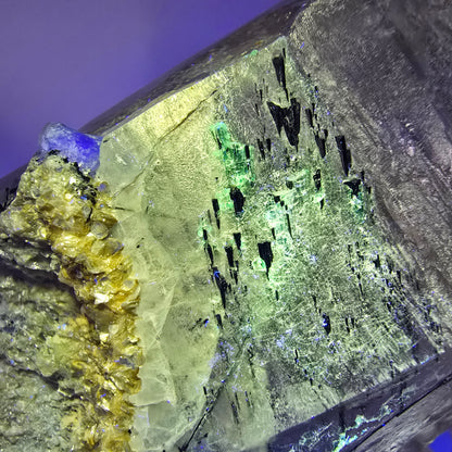 Skelett Rauchquarz mit Fluorit, Schörl Turmalin, Hyalit Opal Erongo, Namibia 106*55*43mm #12822