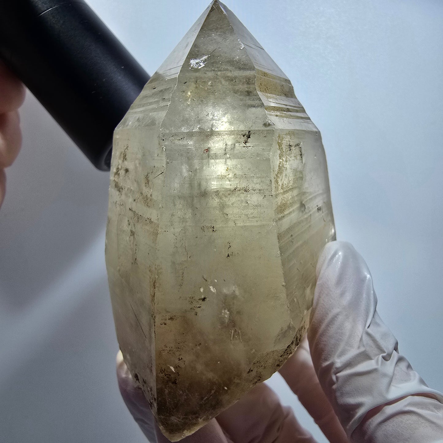 Skelett Rauchquarz, Schörl Turmalin Kristallspitze Erongo, Namibia 90*73*47mm #12823