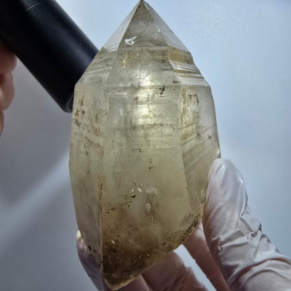 Skelett Rauchquarz, Schörl Turmalin Kristallspitze Erongo, Namibia 90*73*47mm #12823
