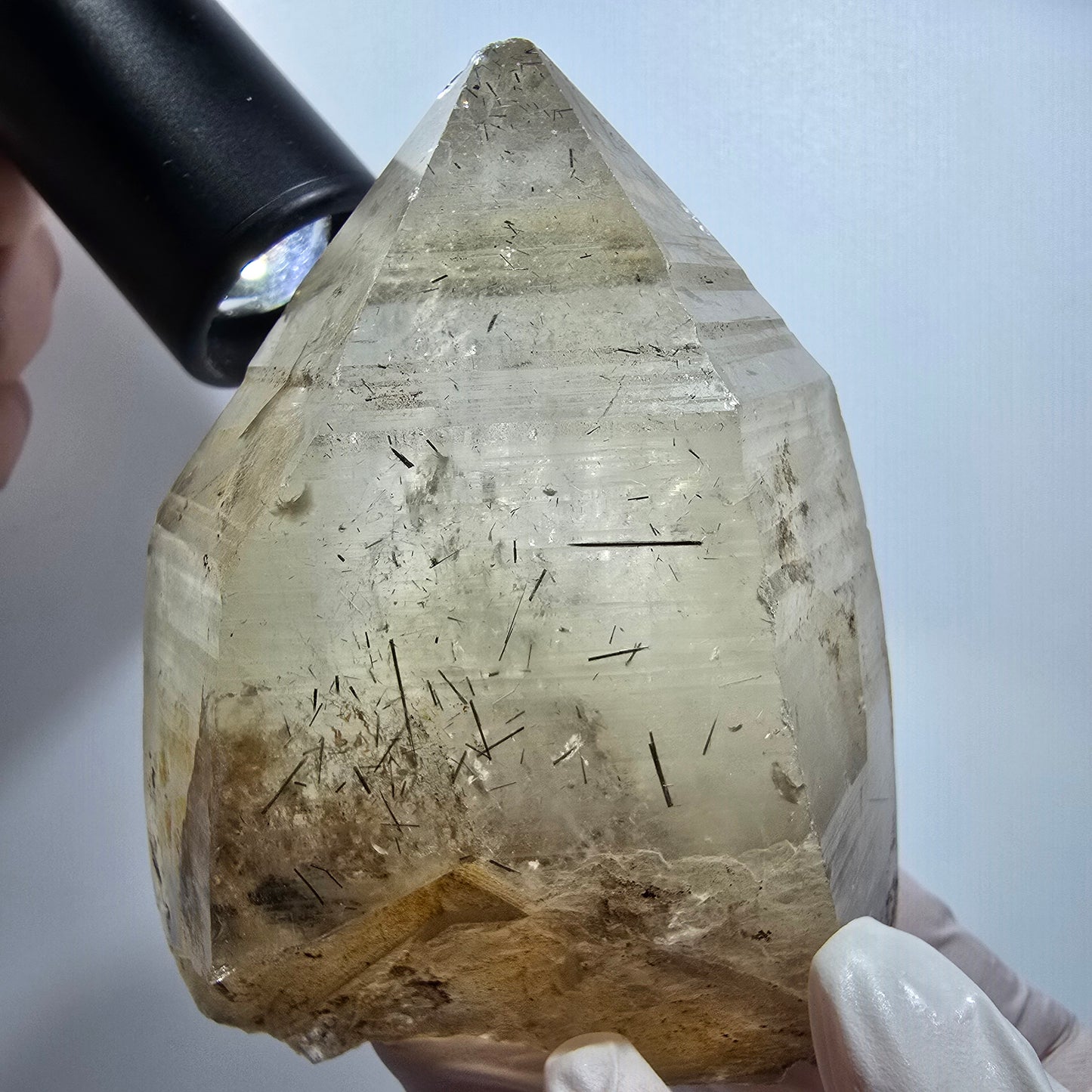 Skelett Rauchquarz, Schörl Turmalin Kristallspitze Erongo, Namibia 90*73*47mm #12823