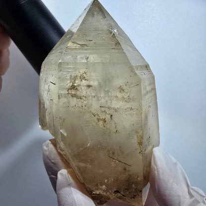 Skelett Rauchquarz, Schörl Turmalin Kristallspitze Erongo, Namibia 90*73*47mm #12823