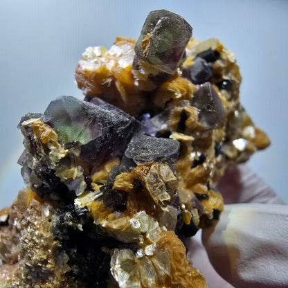 Bunte Phantom Fluorit, Schörl Turmalin, Rauchquarz, Muskovit Erongo, Namibia 86*61*49mm #12829