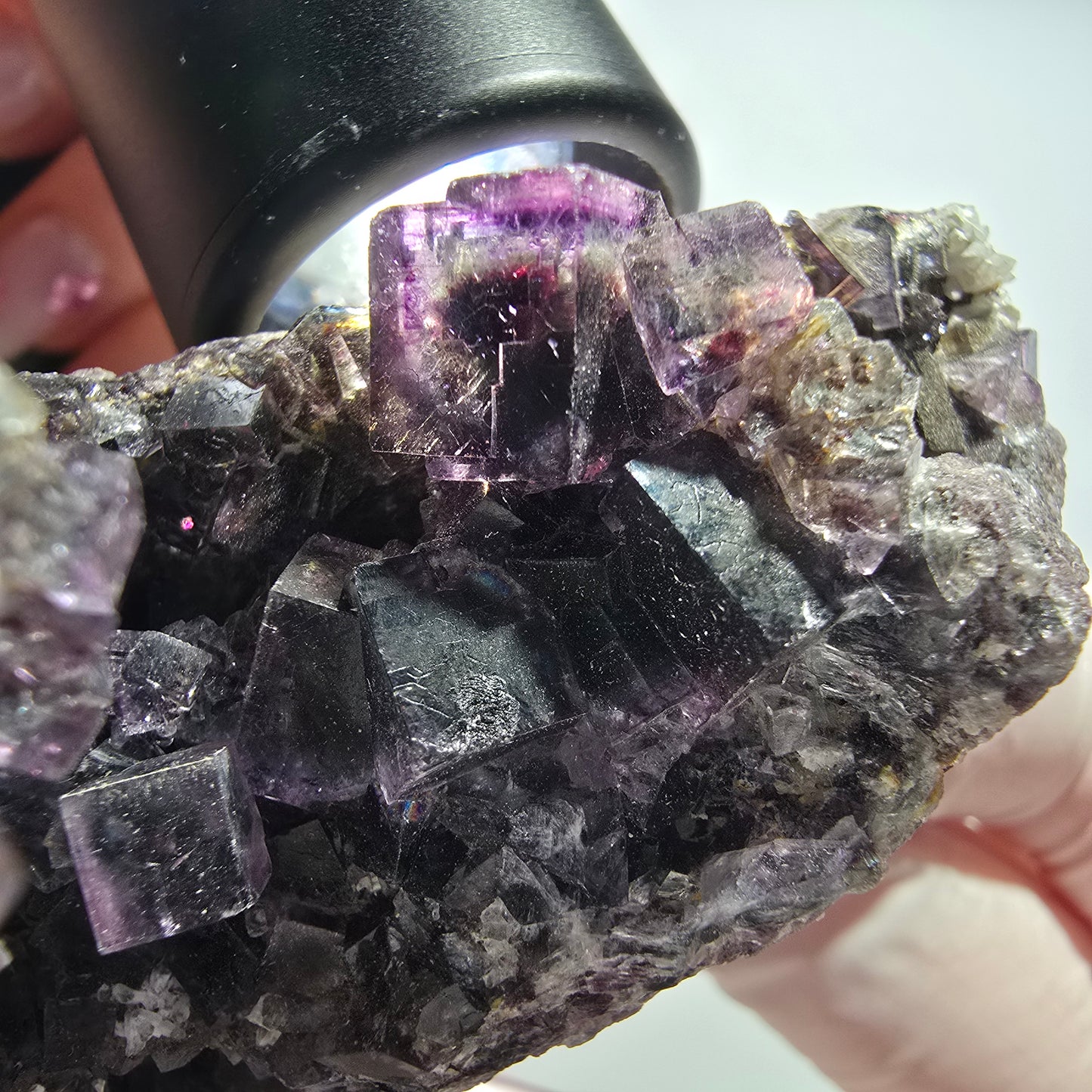 Sehr klare Phantom Fluorit Würfel Stufe, lila grün Okorusu, Namibia 86*57*35mm #12830