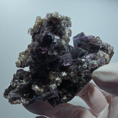 Sehr klare Phantom Fluorit Würfel Stufe, lila grün Okorusu, Namibia 86*57*35mm #12830
