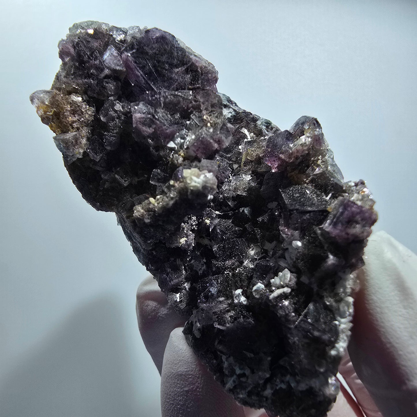 Sehr klare Phantom Fluorit Würfel Stufe, lila grün Okorusu, Namibia 86*57*35mm #12830