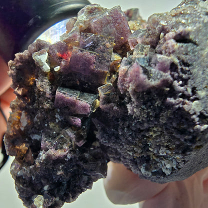 Sehr klare Phantom Fluorit Würfel Stufe, lila grün Okorusu, Namibia 86*57*35mm #12830