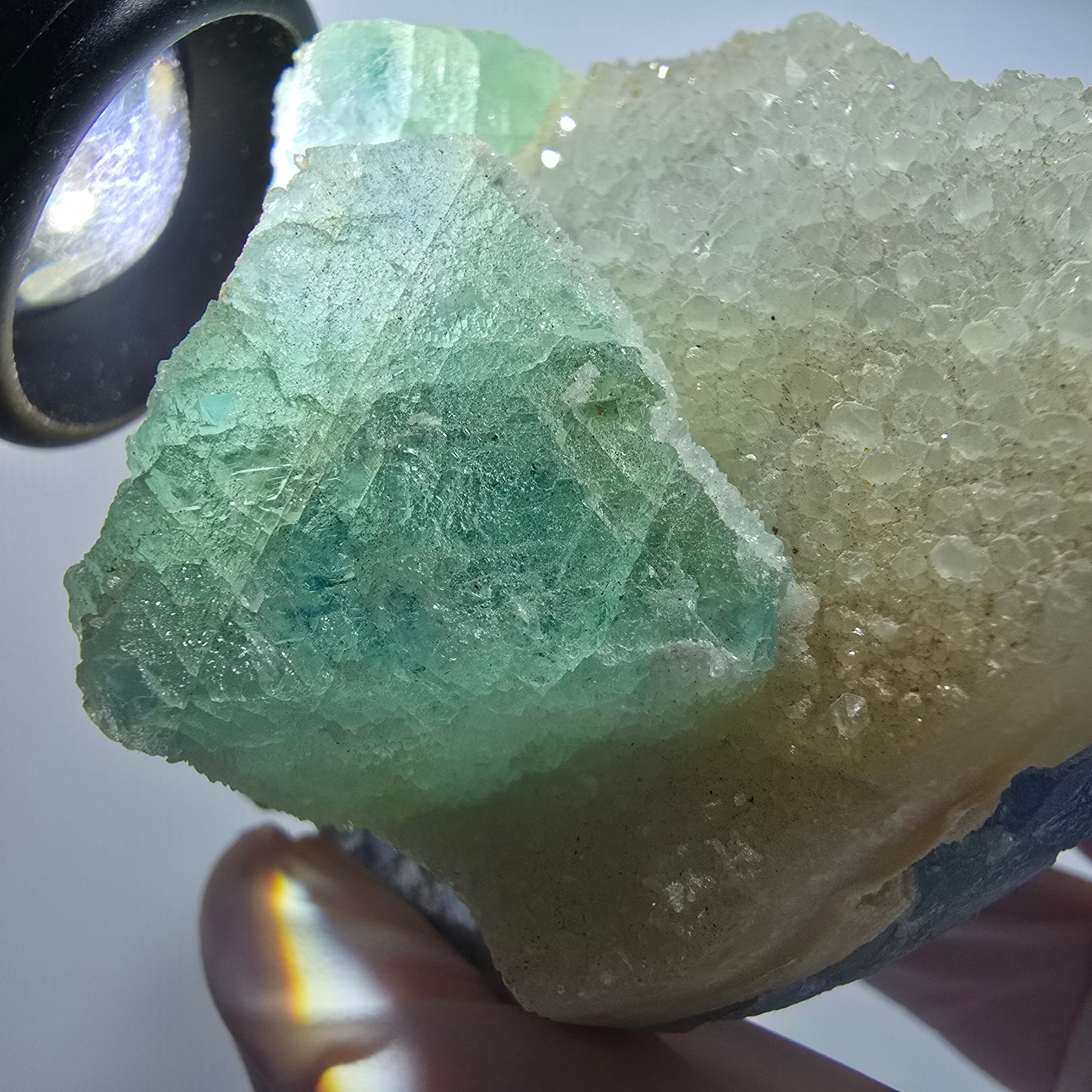 Phantom Fluorit, hexagonal auf Quarz Stufe Erongo, Namibia 65*57*37mm #12831