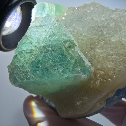 Phantom Fluorit, hexagonal auf Quarz Stufe Erongo, Namibia 65*57*37mm #12831