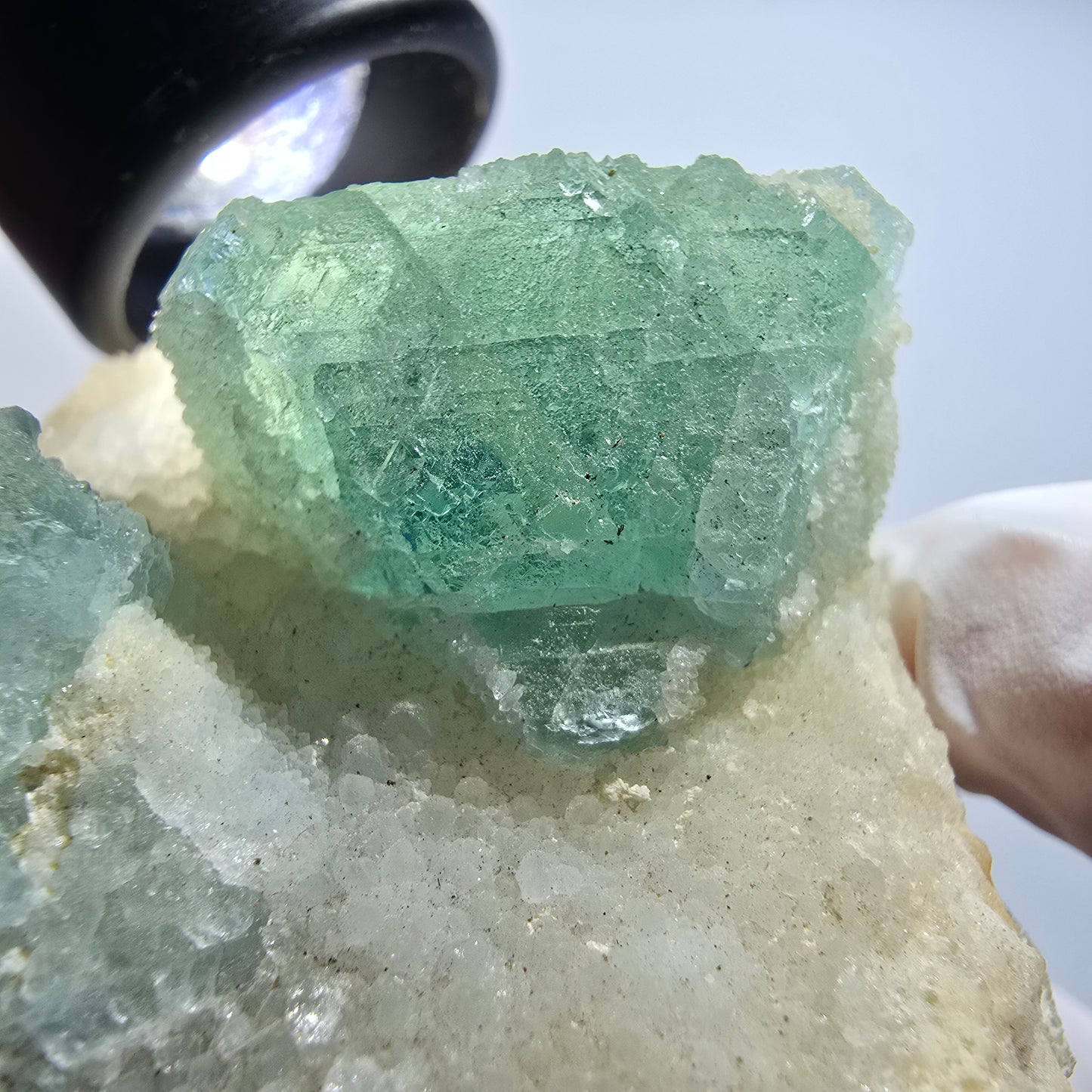 Phantom Fluorit, hexagonal auf Quarz Stufe Erongo, Namibia 65*57*37mm #12831