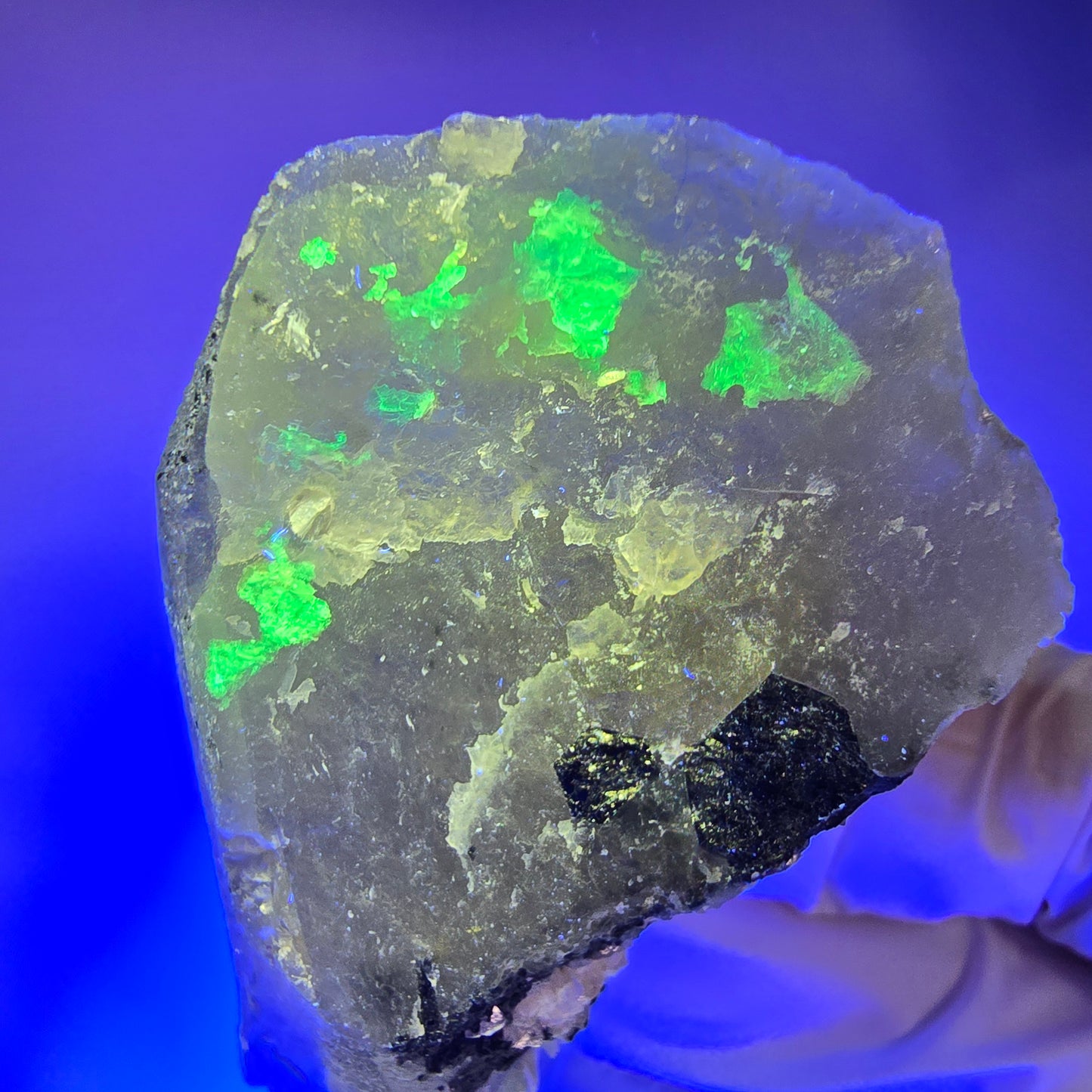 Rauchquarz, Fluorit, Schörl Turmalin, Hyalit Opal, Muskovit Erongo, Namibia 92*37*20mm #12832