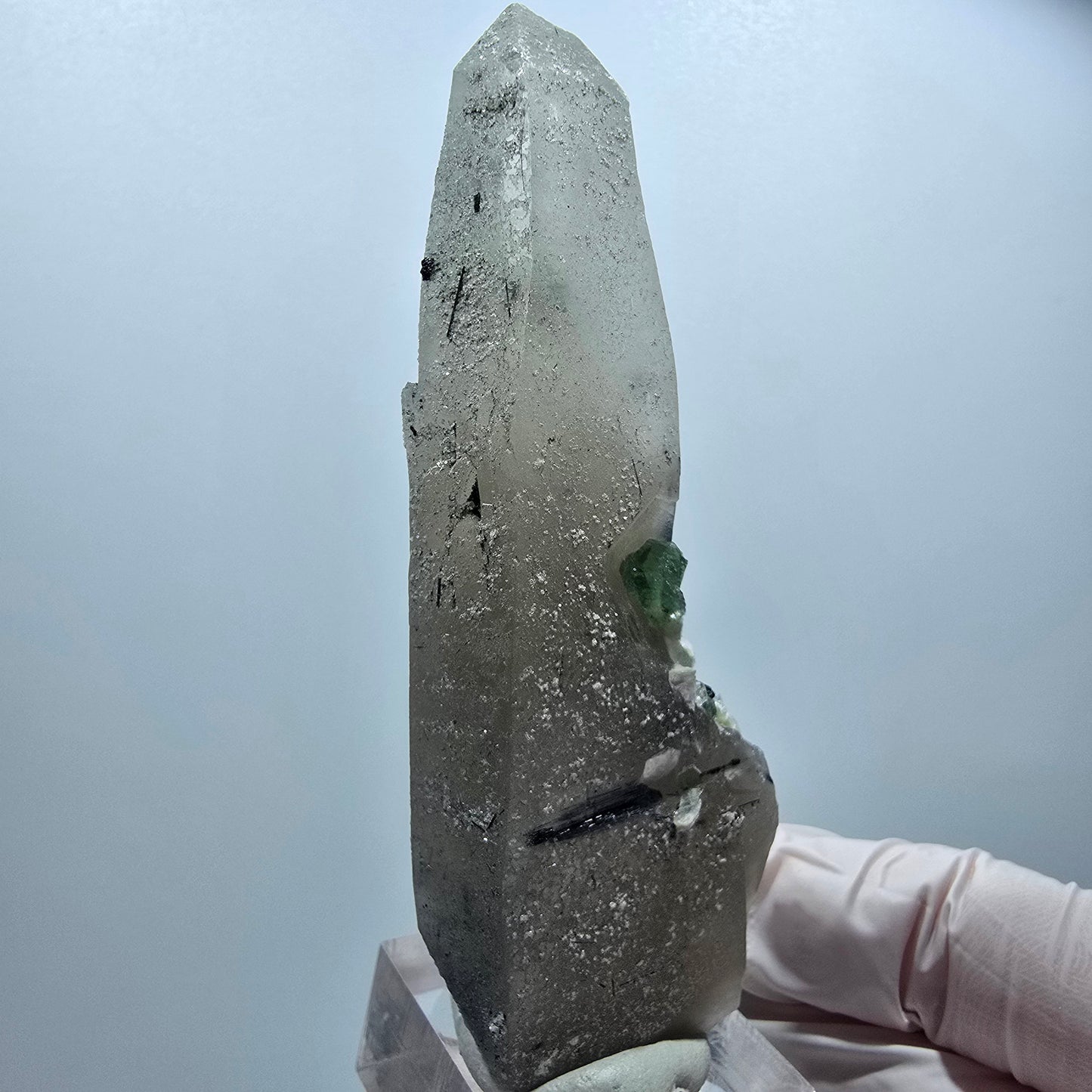 Rauchquarz, Fluorit, Schörl Turmalin, Hyalit Opal, Muskovit Erongo, Namibia 92*37*20mm #12832