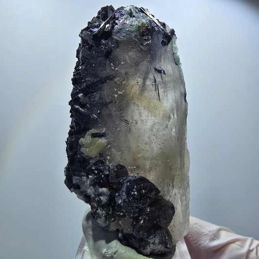Bunte Fluorit Würfel, Rauchquarz, Schörl Turmalin, Muskovit Erongo, Namibia 66*33*12mm #12833