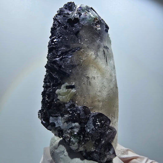 Bunte Fluorit Würfel, Rauchquarz, Schörl Turmalin, Muskovit Erongo, Namibia 66*33*12mm #12833