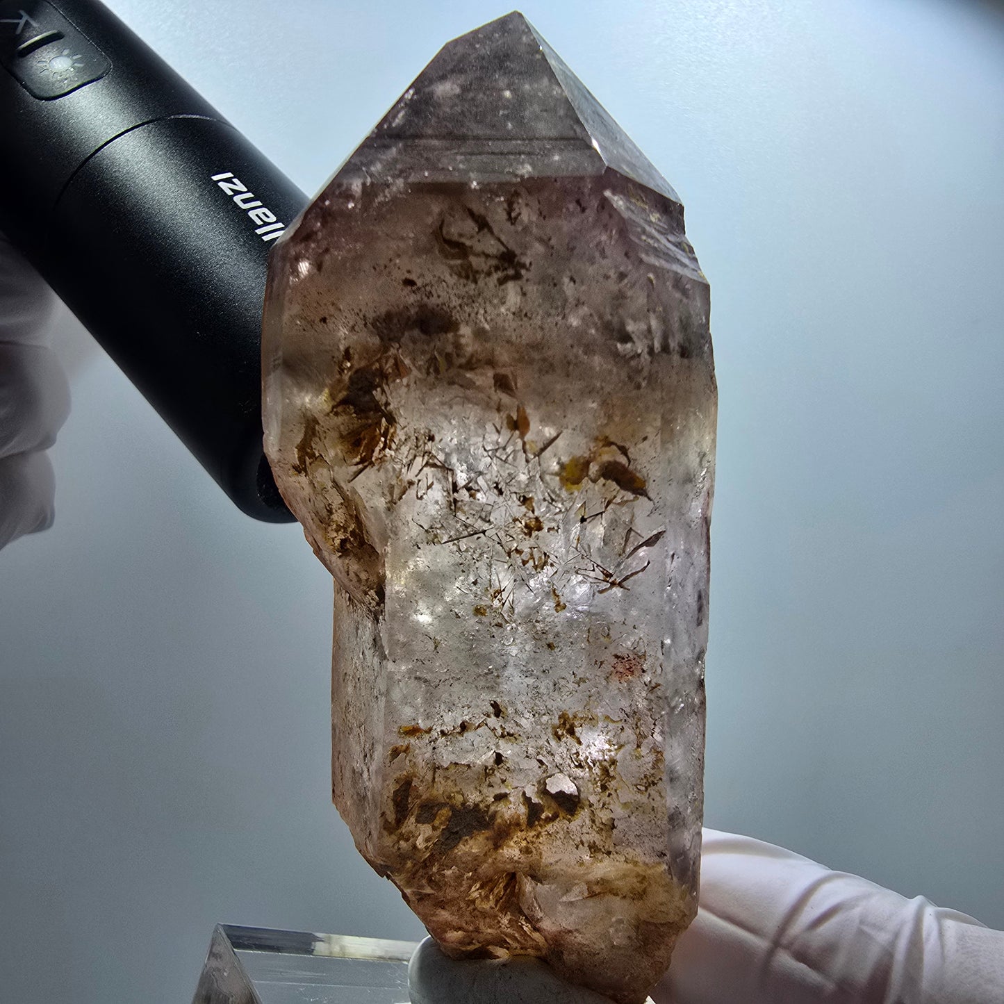 Enhydro Phantom Amethyst Zepter Doppelender 4x Blase (groß) Goboboseb, Namibia 94*34*33mm #12834