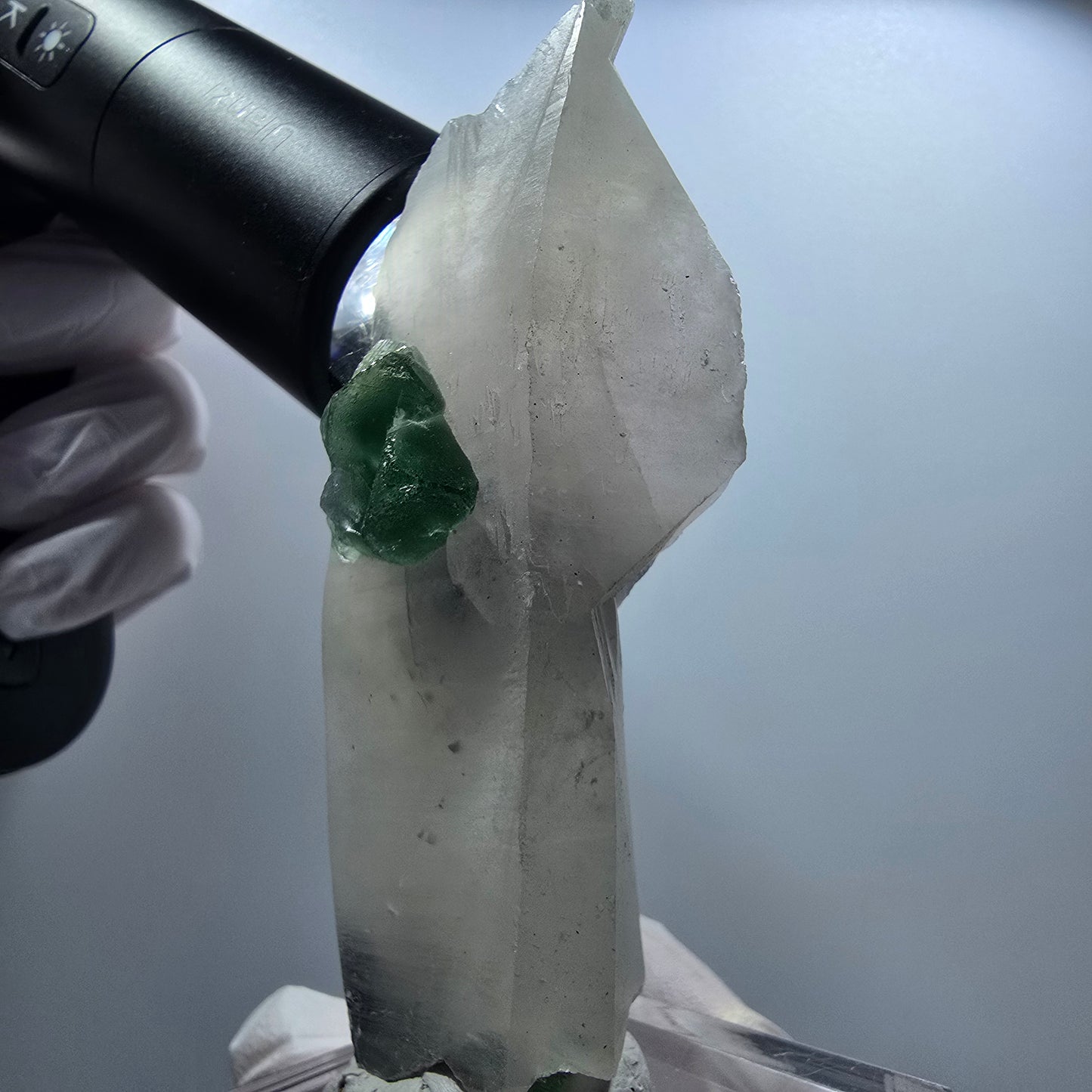 Phantom Fluorit, Skelett Rauchquarz, Schörl Turmalin Stufe Erongo, Namibia 93*35*22mm #12836