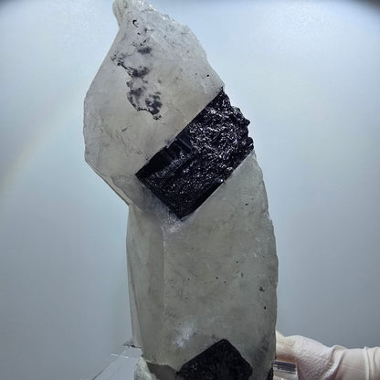 Phantom Fluorit, Skelett Rauchquarz, Schörl Turmalin Stufe Erongo, Namibia 93*35*22mm #12836