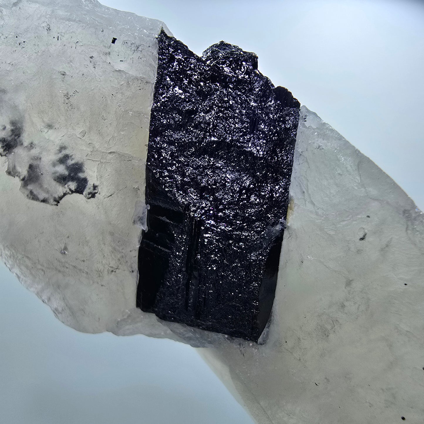 Phantom Fluorit, Skelett Rauchquarz, Schörl Turmalin Stufe Erongo, Namibia 93*35*22mm #12836