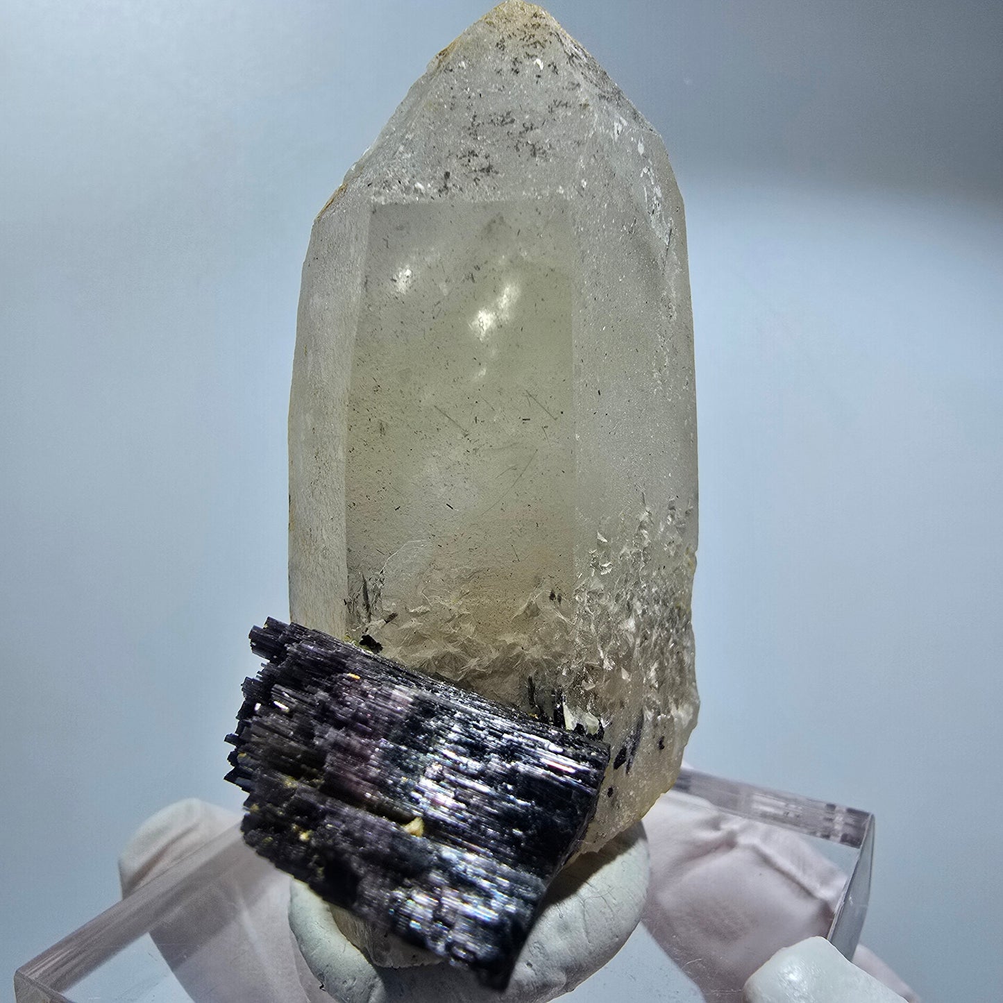 Phantom Skelett Rauchquarz Spitze mit Schörl Turmalin Erongo, Namibia 62*49*34mm #12838