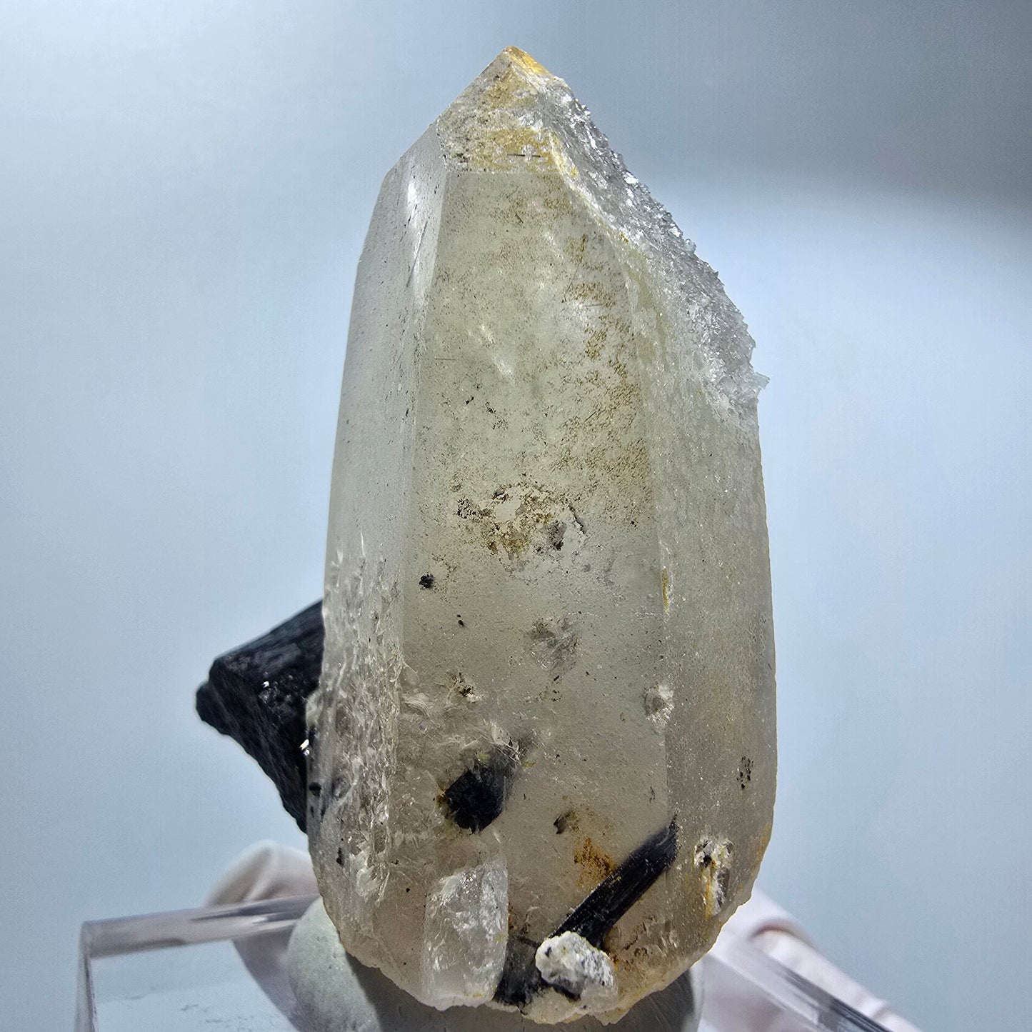 Phantom Skelett Rauchquarz Spitze mit Schörl Turmalin Erongo, Namibia 62*49*34mm #12838