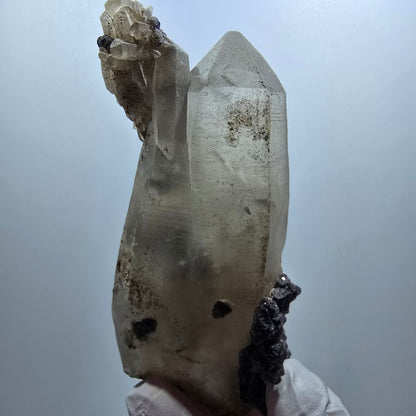 Skelett Rauchquarz, Phantom Fluorit, Hyalit Opal Erongo, Namibia 106*50*32mm #12839