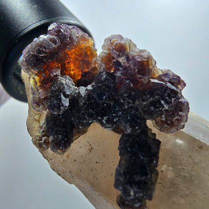 Skelett Rauchquarz, Phantom Fluorit, Hyalit Opal Erongo, Namibia 106*50*32mm #12839