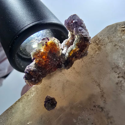 Skelett Rauchquarz, Phantom Fluorit, Hyalit Opal Erongo, Namibia 106*50*32mm #12839