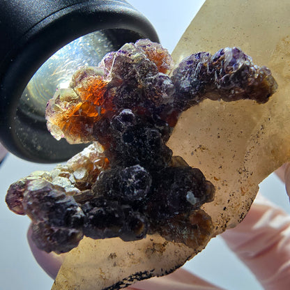 Skelett Rauchquarz, Phantom Fluorit, Hyalit Opal Erongo, Namibia 106*50*32mm #12839