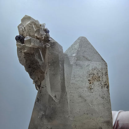 Skelett Rauchquarz, Phantom Fluorit, Hyalit Opal Erongo, Namibia 106*50*32mm #12839