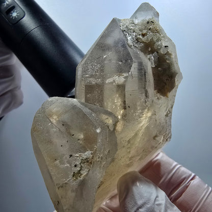 Klare Skelektt Rauchquarz, Hyalit Opal Stufe Erongo, Namibia 103*58*34mm #12841