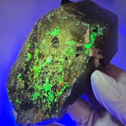 XL Rauchquarz, Fluorit, Schörl Turmalin, Hyalit Opal, Muskovit Erongo, Namibia 127*65*48mm #12842