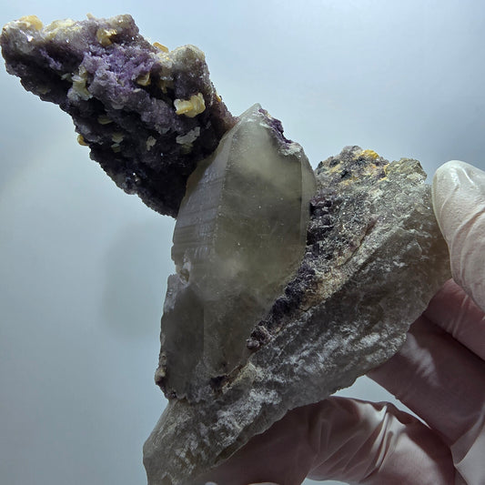 Rauchquarz, Fluorit, Schörl Turmalin, Hyalit Opal, Muskovit Erongo, Namibia 74*64*71mm #12843