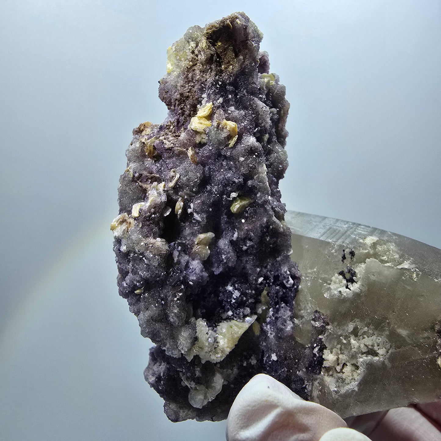 Rauchquarz, Fluorit, Schörl Turmalin, Hyalit Opal, Muskovit Erongo, Namibia 74*64*71mm #12843