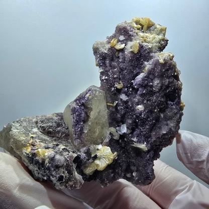 Rauchquarz, Fluorit, Schörl Turmalin, Hyalit Opal, Muskovit Erongo, Namibia 74*64*71mm #12843