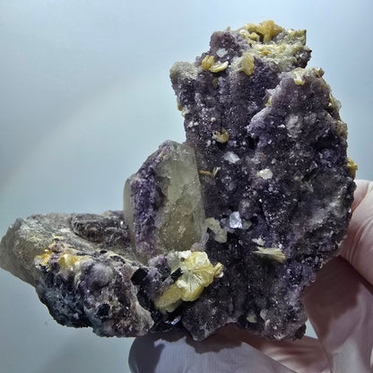 Rauchquarz, Fluorit, Schörl Turmalin, Hyalit Opal, Muskovit Erongo, Namibia 74*64*71mm #12843