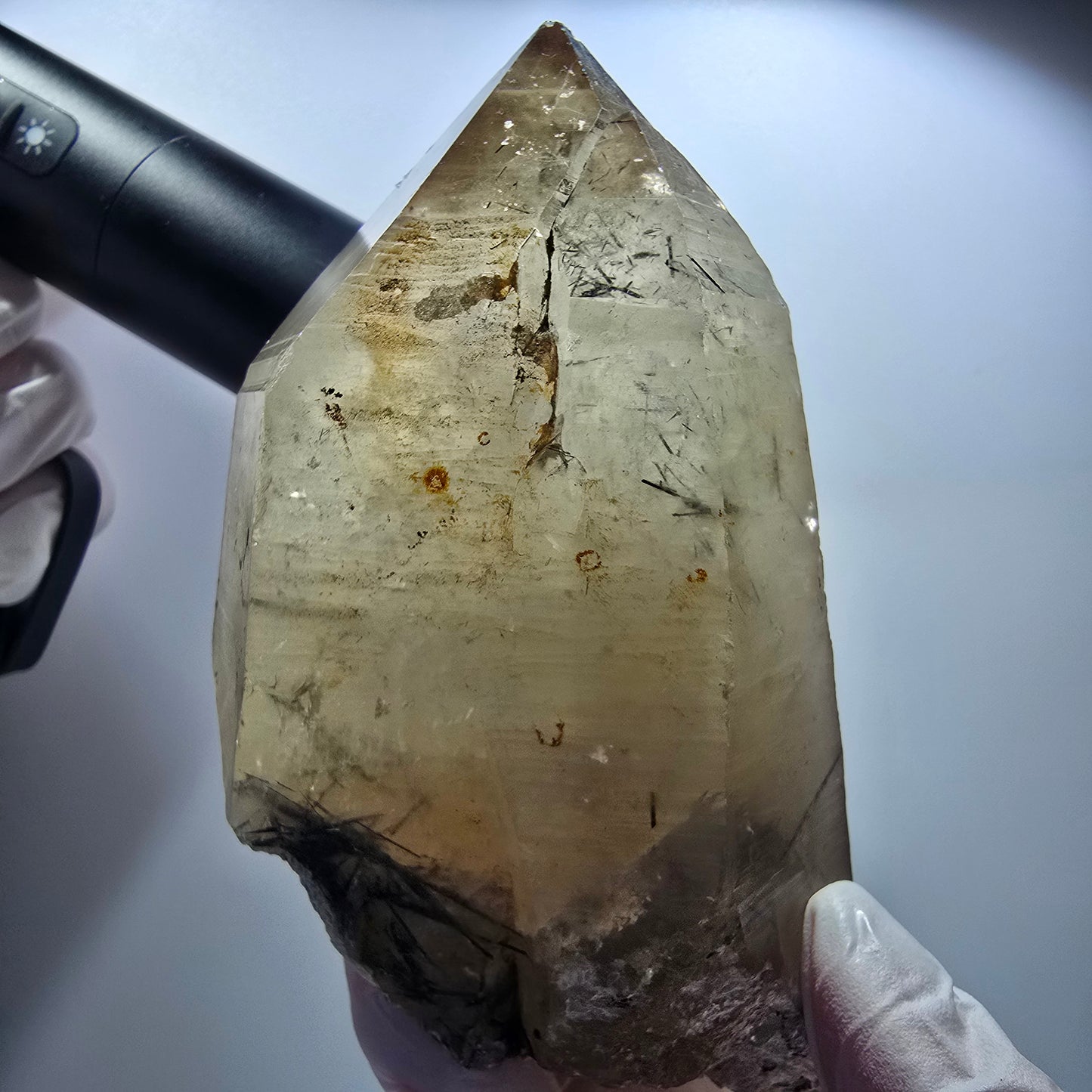 XL Turmalin Quarz, Skelett Rauchquarz mit Hyalit Erongo, Namibia 126*69*65mm #12845