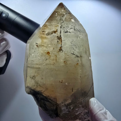 XL Turmalin Quarz, Skelett Rauchquarz mit Hyalit Erongo, Namibia 126*69*65mm #12845