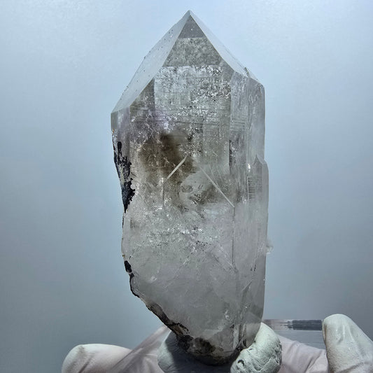 Lemurian Skelett Phantom Amethyst mit Analcim Streep Mine Goboboseb, Namibia 77*46*27mm #12847