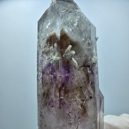 Enhydro Harlekin Phantom Amethyst mit Prehnit, Epidot Streep Mine Namibia 78*34*22mm #12850