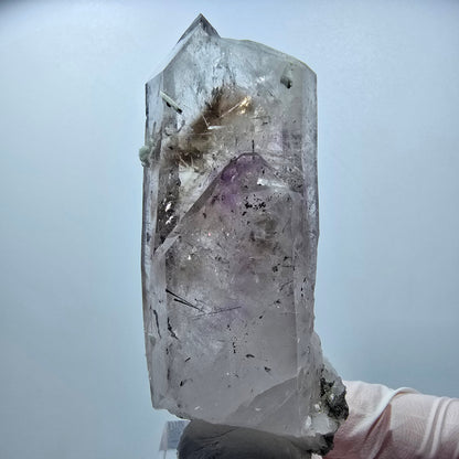 Enhydro Harlekin Phantom Amethyst mit Prehnit, Epidot Streep Mine Namibia 78*34*22mm #12850
