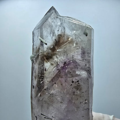 Enhydro Harlekin Phantom Amethyst mit Prehnit, Epidot Streep Mine Namibia 78*34*22mm #12850