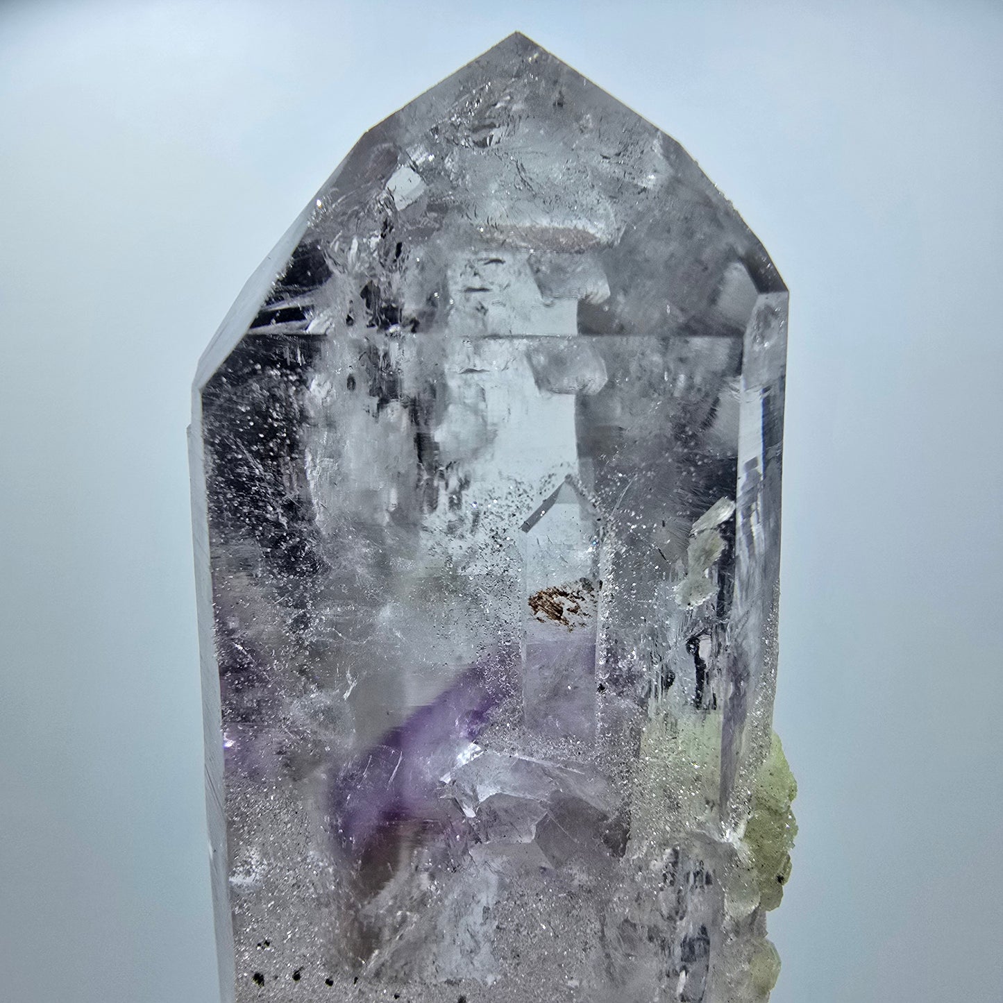 Enhydro Phantom Amethyst mit Analcim, Prehnit Streep Mine Namibia 84*23*23mm #12851