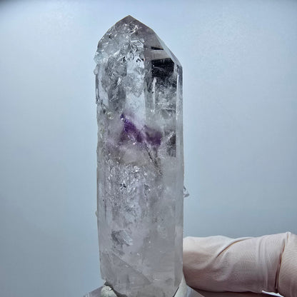 Enhydro Phantom Amethyst mit Analcim, Prehnit Streep Mine Namibia 84*23*23mm #12851