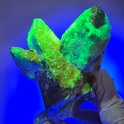 Skelett Phantom Rauchquarz Drilling mit Hyalit Opal Erongo, Namibia 99*97*41mm #12853