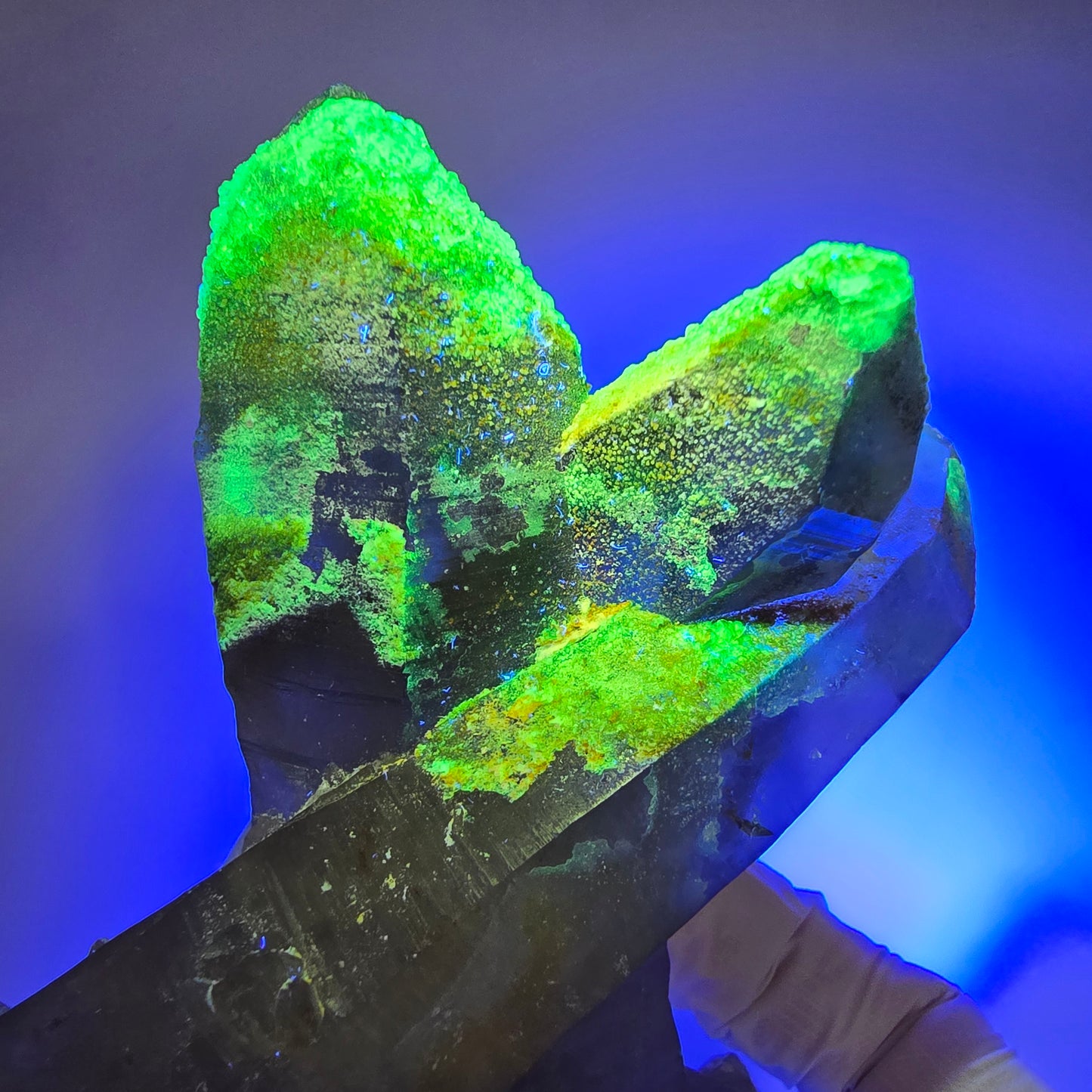 Skelett Phantom Rauchquarz Drilling mit Hyalit Opal Erongo, Namibia 99*97*41mm #12853