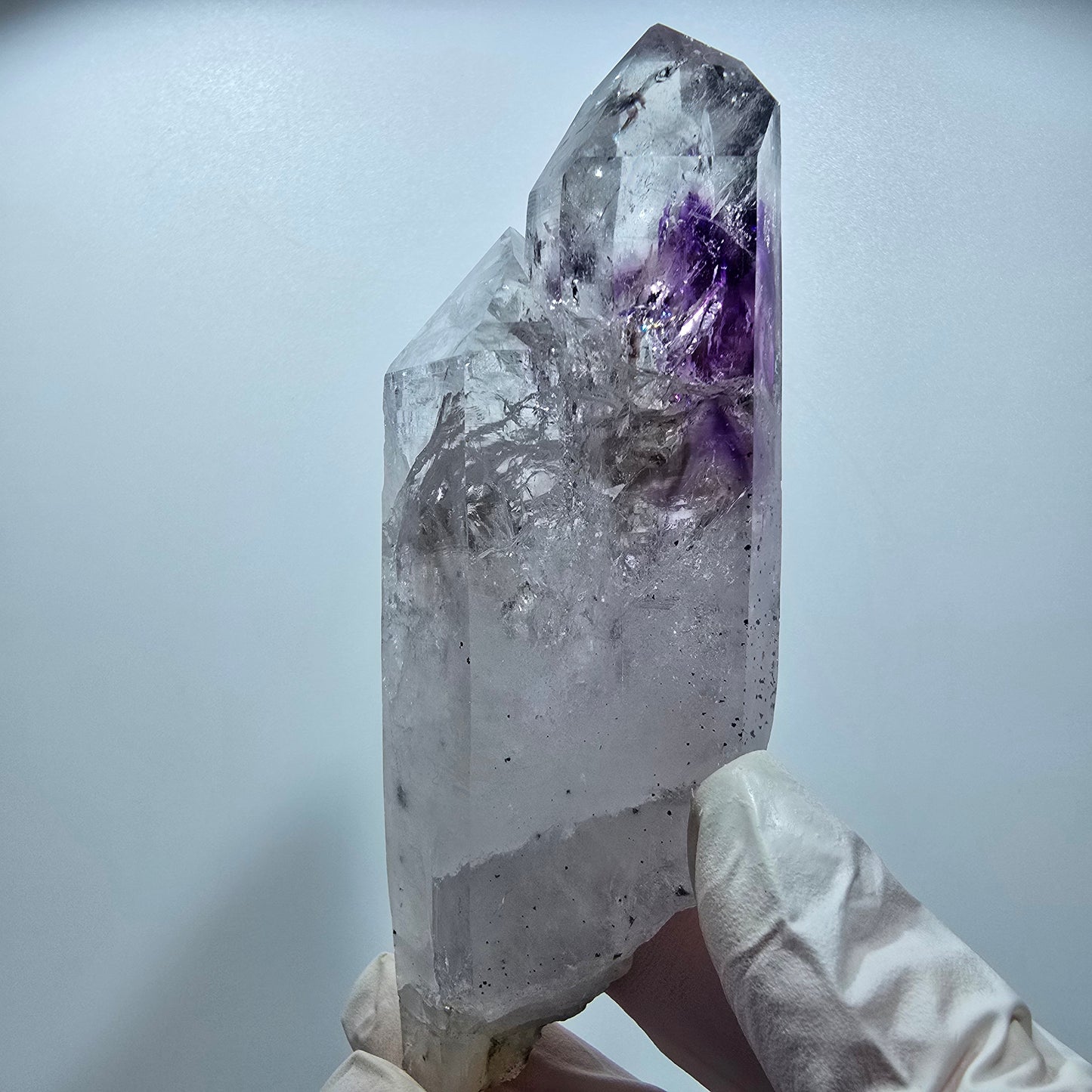 Große Hämatit Phantom Amethyst mit Analcim Streep Mine Goboboseb Namibia 115*41*25mm #12854