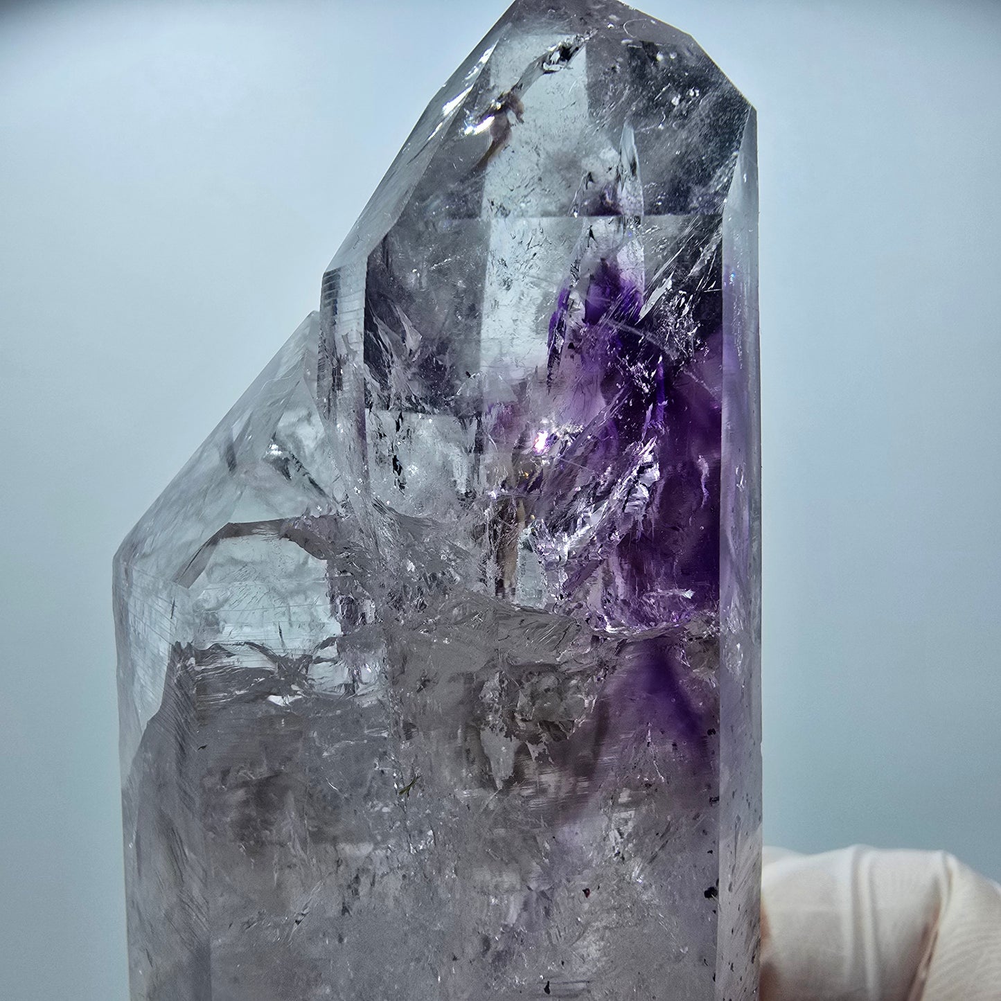Große Hämatit Phantom Amethyst mit Analcim Streep Mine Goboboseb Namibia 115*41*25mm #12854