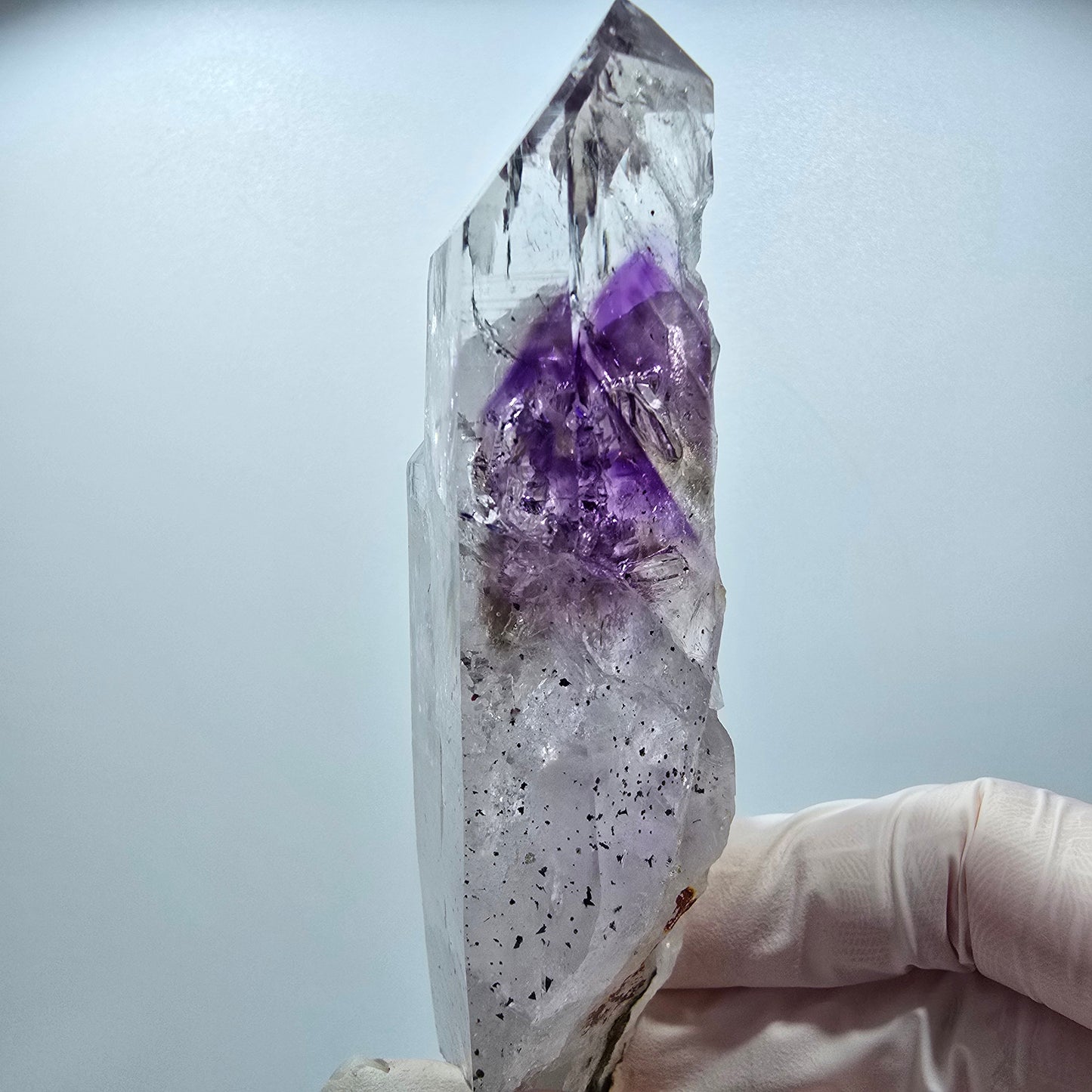 Große Hämatit Phantom Amethyst mit Analcim Streep Mine Goboboseb Namibia 115*41*25mm #12854