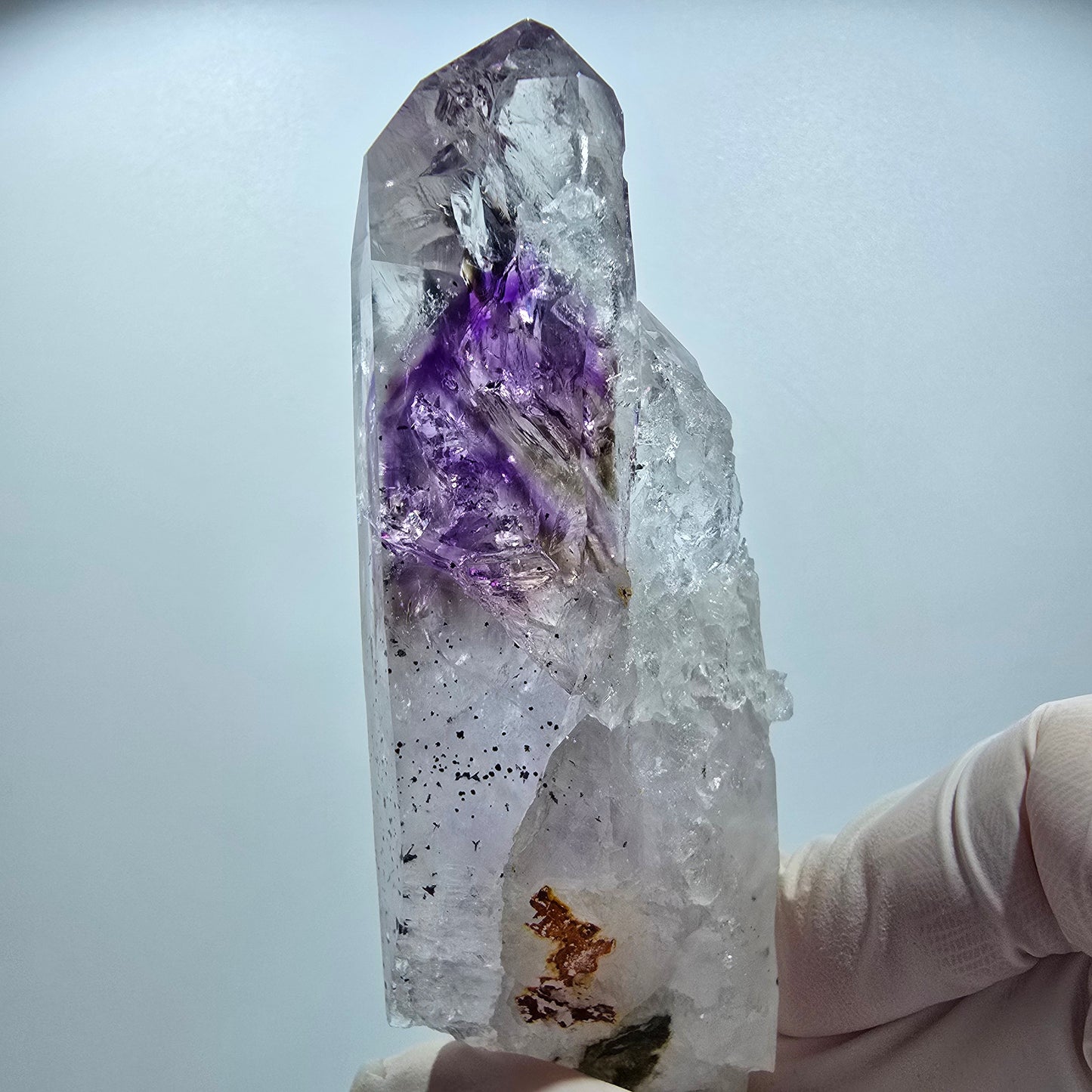 Große Hämatit Phantom Amethyst mit Analcim Streep Mine Goboboseb Namibia 115*41*25mm #12854