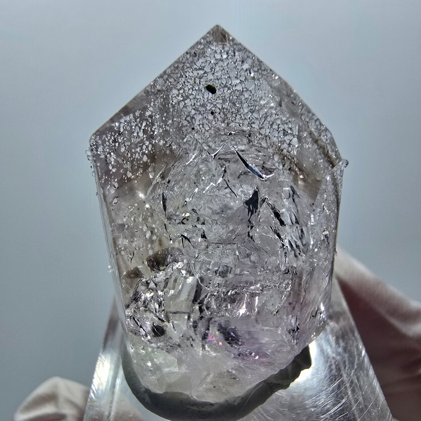 Enhydro Phantom Amethyst mit Analcim, Hämatit, 2x Blase Streep Mine, Namibia 33*20*14mm #12863